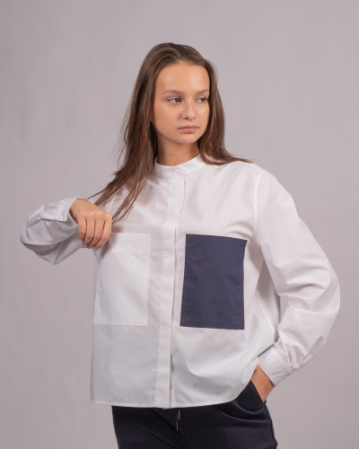 TMK 4004 Рубашка (цвет: Белый\темно-синий 164 см)